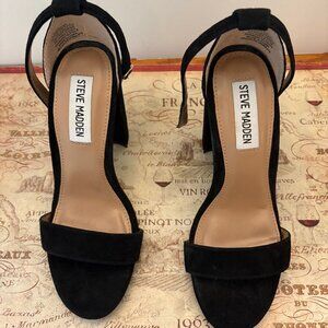 Steve Madden Carrson Black Suede Ankle Strap Heels